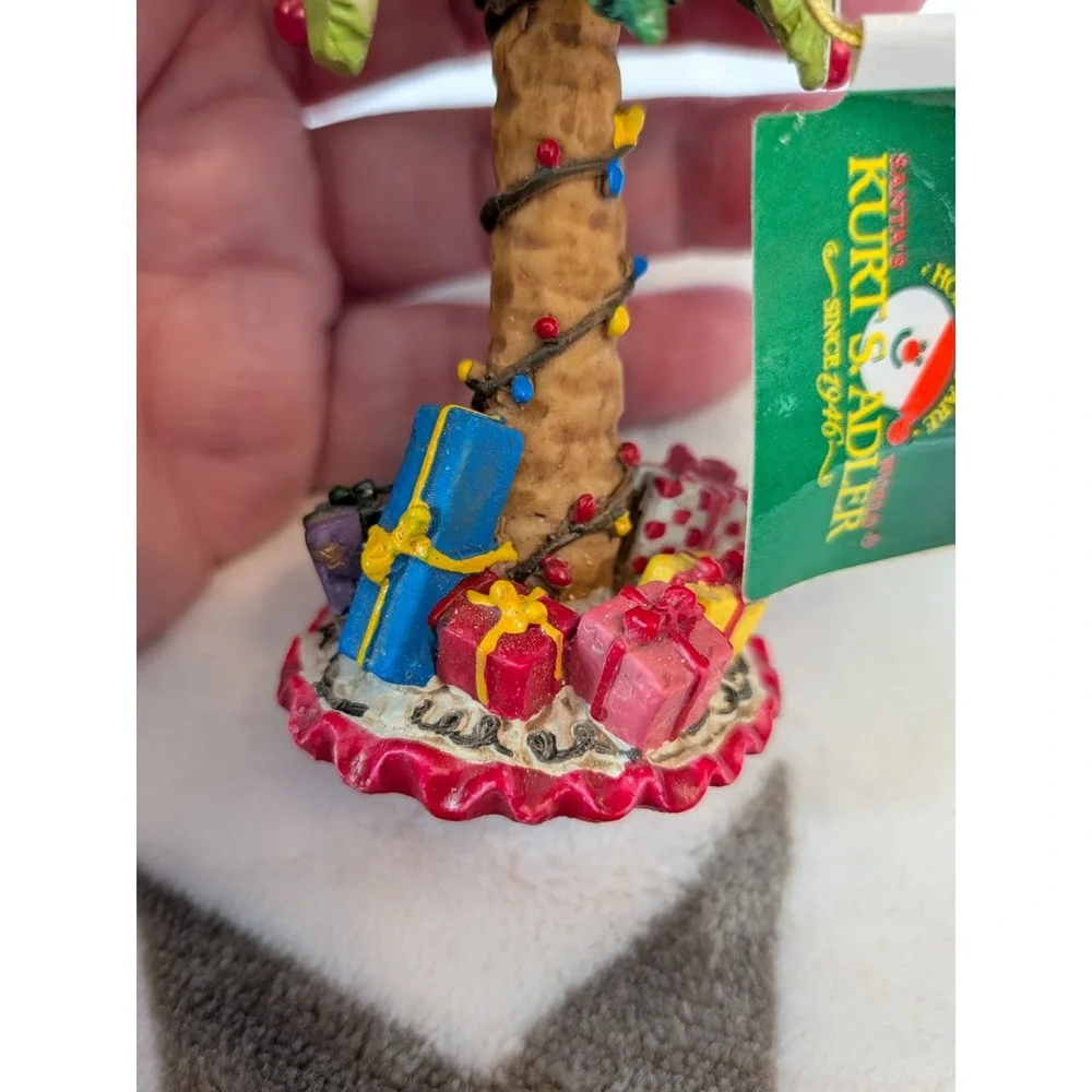 Kurt Adler Nanette Hilton Beach Palm Tree With Gifts Resin Christmas Ornament